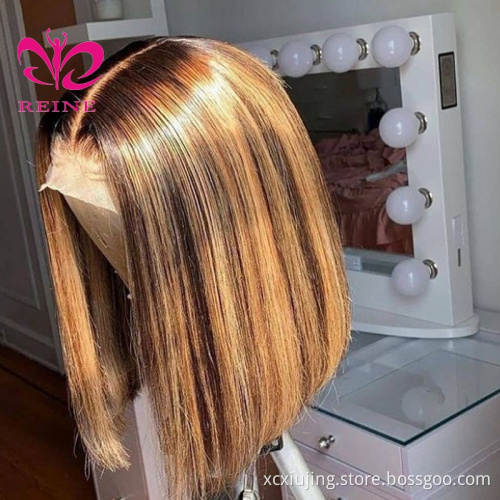 REINE #4/30, 27 Highlight Colored Pre Plucked Lace  Frontal Human Hair Wigs double drawn Vietnam human hair wig For Black Women